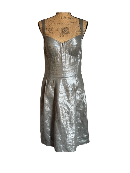 Cynthia Steffe Dresses & Skirts - Silver Metallic Fit-and-Flare Cocktail Dress Size 14